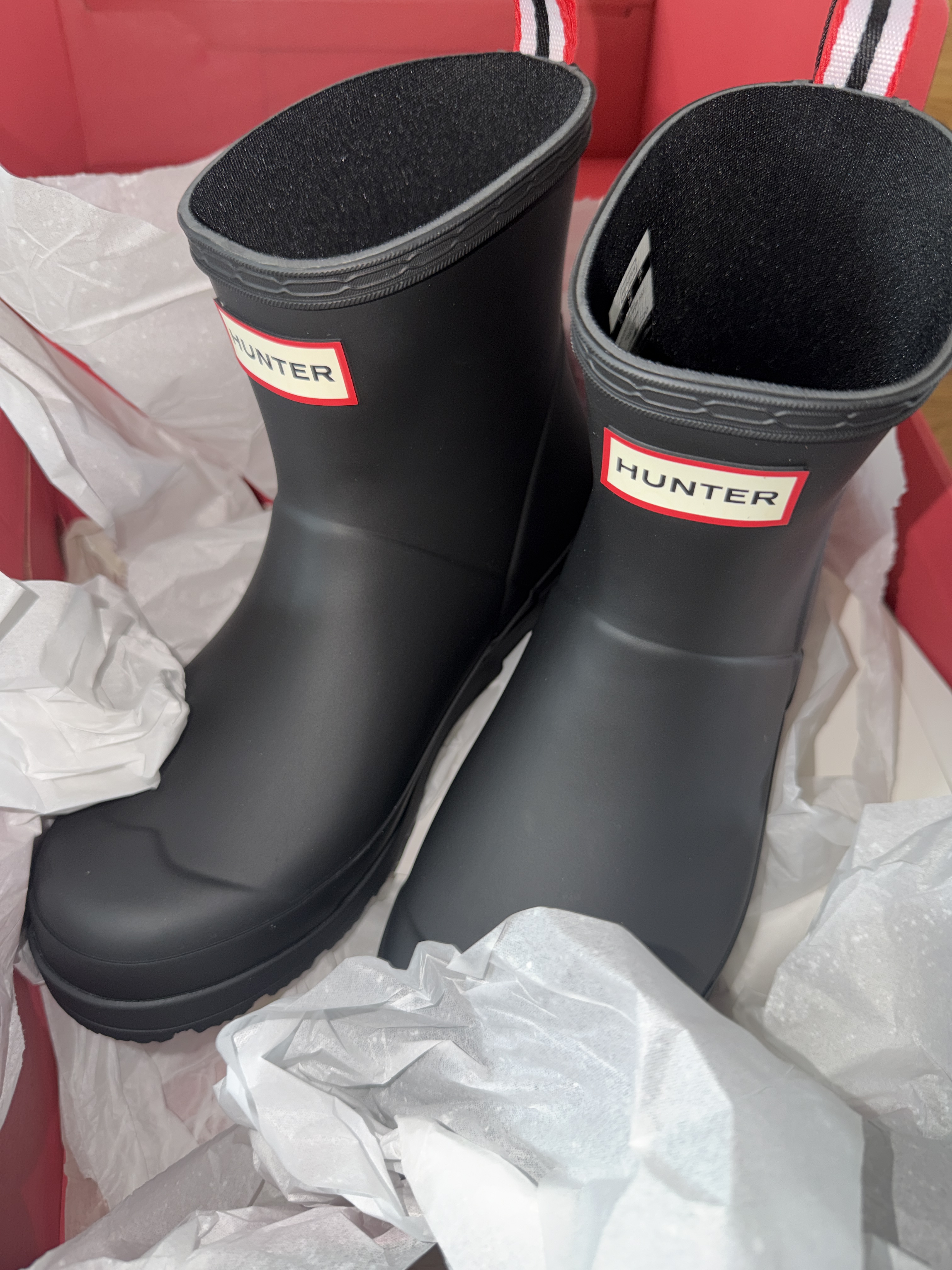 (W) Hunter Play Short Rain Boots Black 착용 스타일
