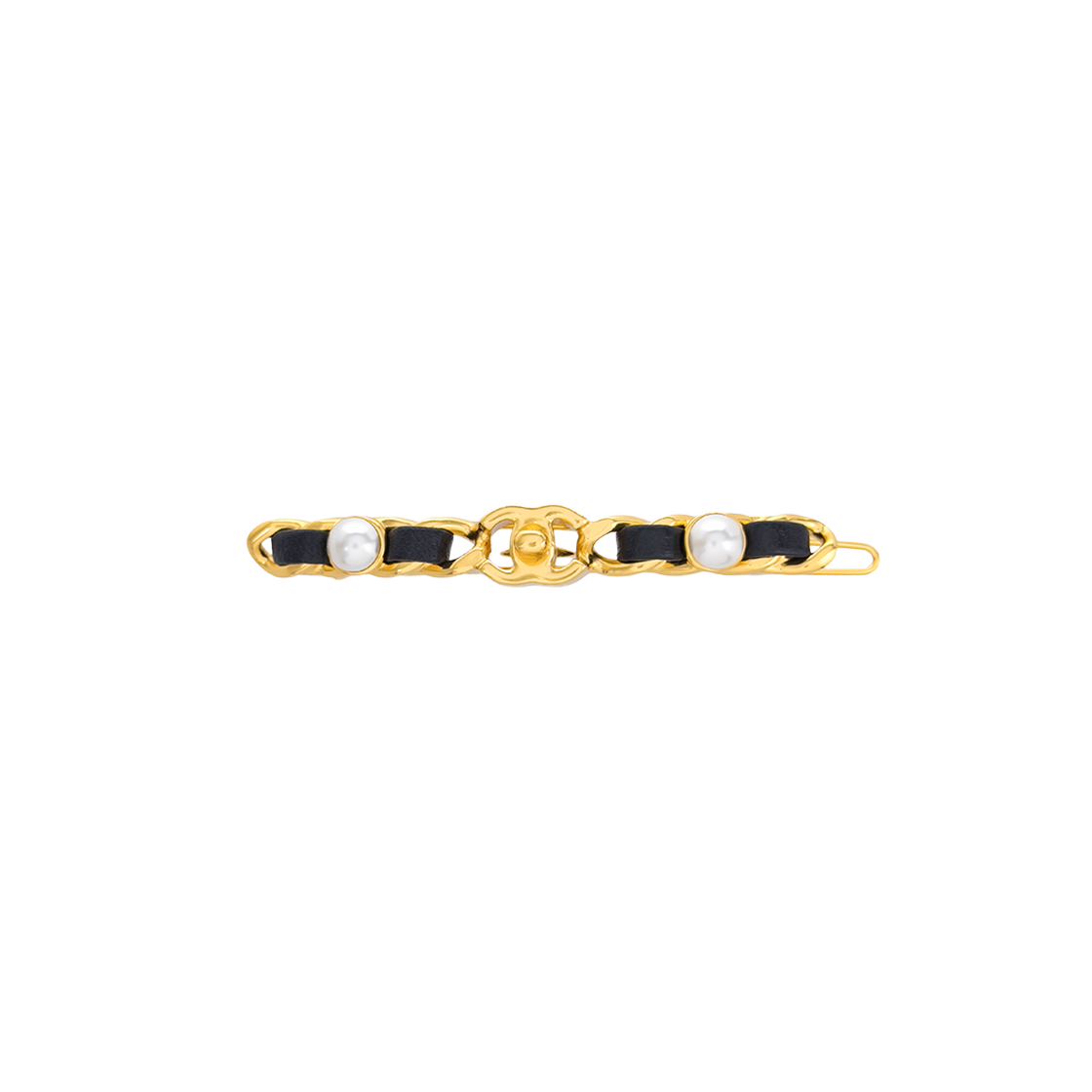 샤넬 20A CC로고 체인 헤어클립 블랙/골드(6ET1074)(Chanel 20A CC Logo Chain Hair Clip Black & Gold (6ET1074)) - 1
