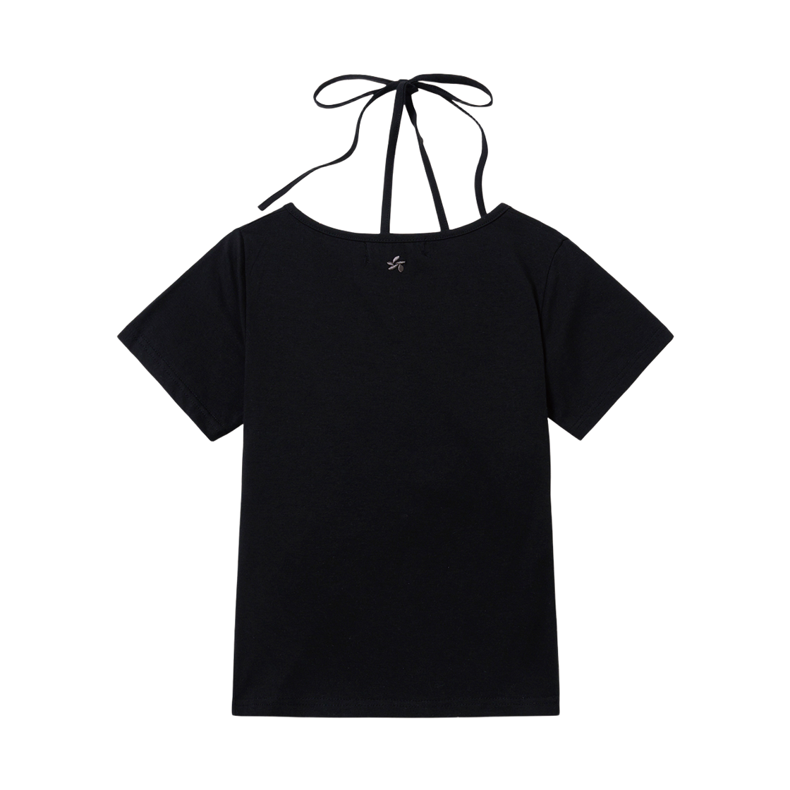 슬릭글로우 타이 업 사선 버튼 탑 블랙(SLEEKGLOW Tie-Up Oblique Button Top Black) - 2