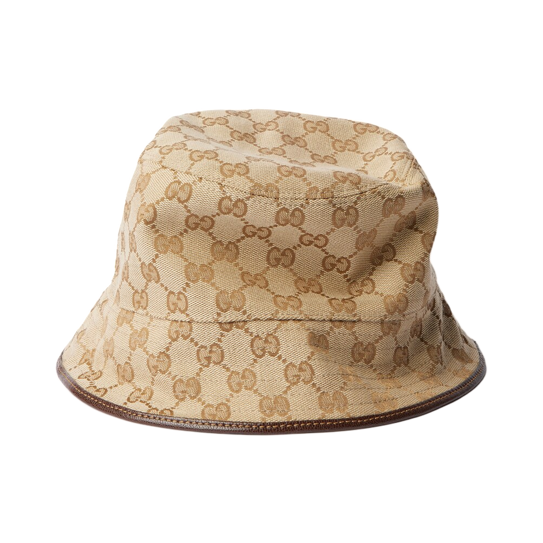 875740-4HBJS-9664 (W) Gucci GG Cotton Canvas Bucket Hat Beige Dark Brown