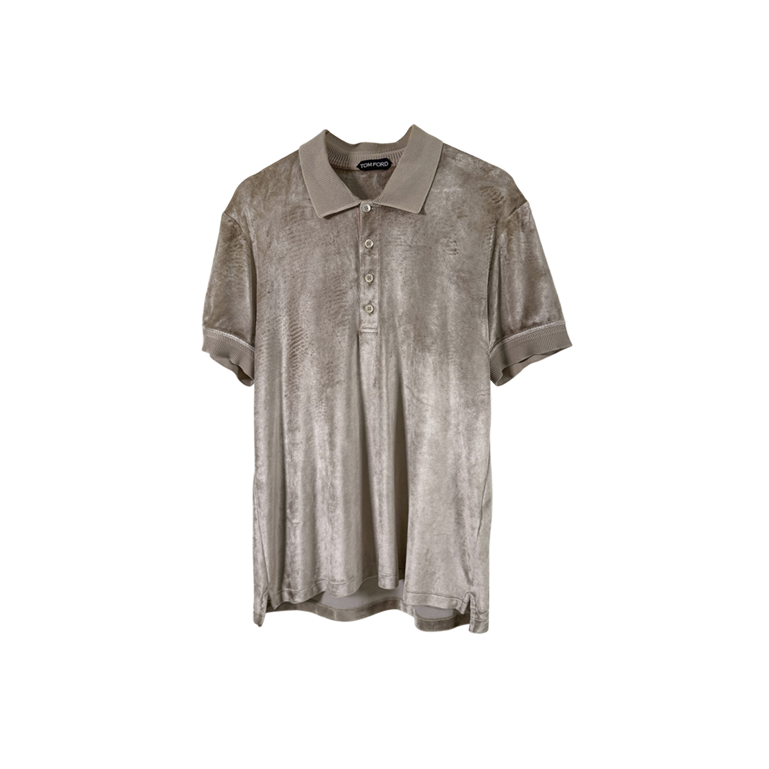 IT6DMRV46S22 Tom Ford Men Velvet Polo Shirt Beige