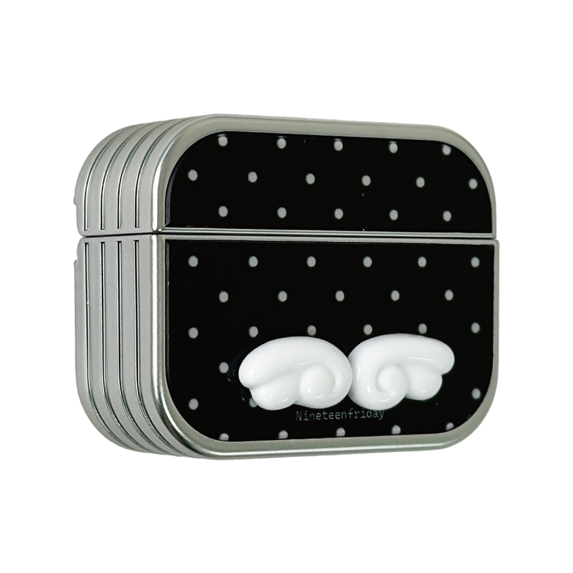 나인틴프라이데이 입체 엔젤 도트 에어팟 케이스 - 블랙(NINETEENFRIDAY 3D ANGEL DOT AIRPODS CASE - BLACK) - 2