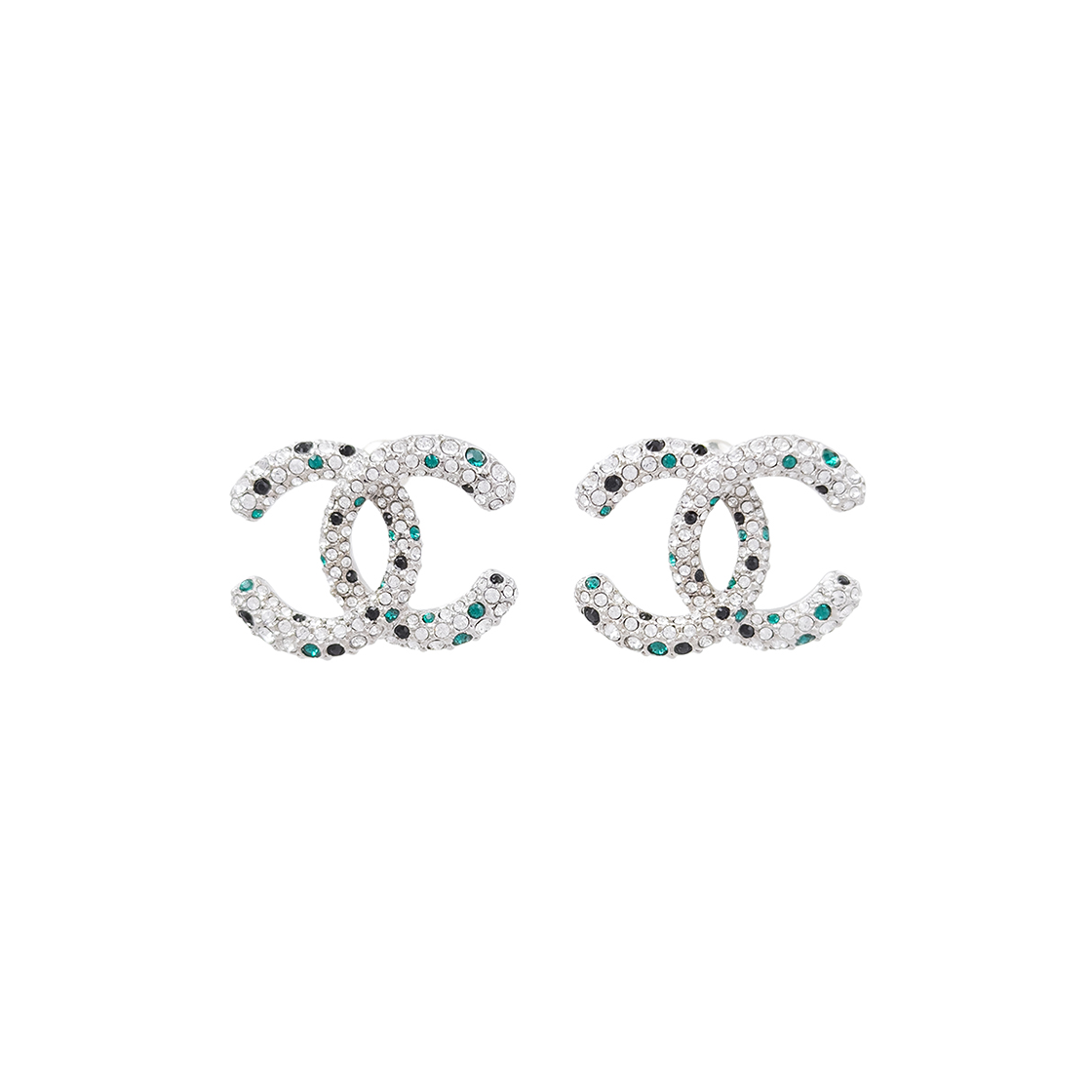 ITENOWFLT2BO Chanel 26A Atelier Collection CC Logo Stud Earrings Silver & Multi-Color