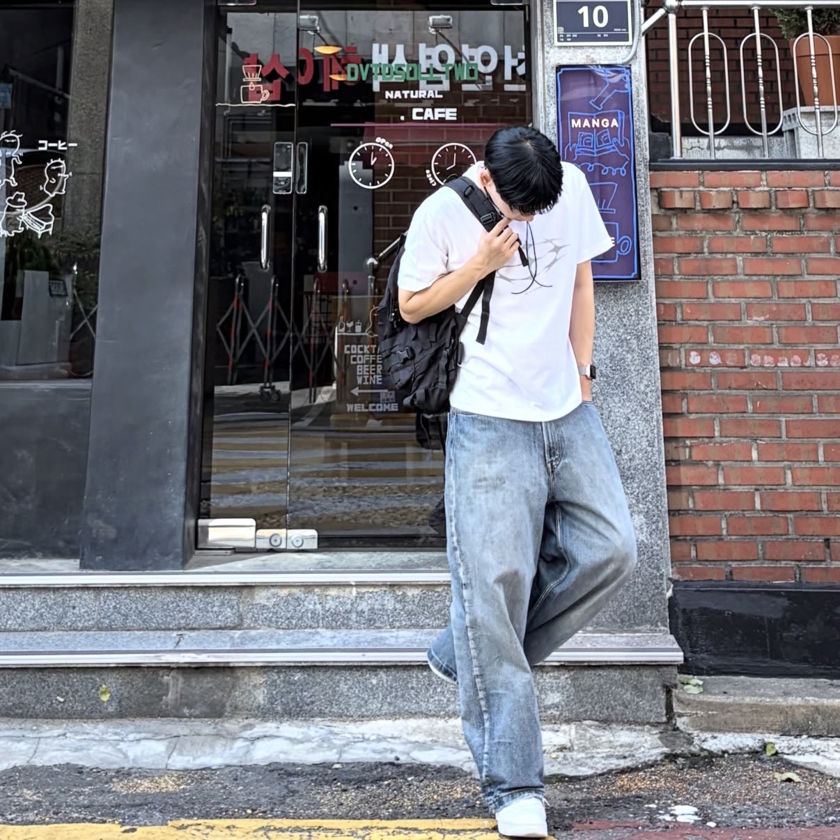 Our Legacy Ladon Leather Keychain Black, Nike Air Force 1 '07 Low White 착용 스타일 - 1