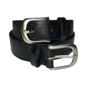 AX CONNECTION Double Buckle Snake Texture Belt Black