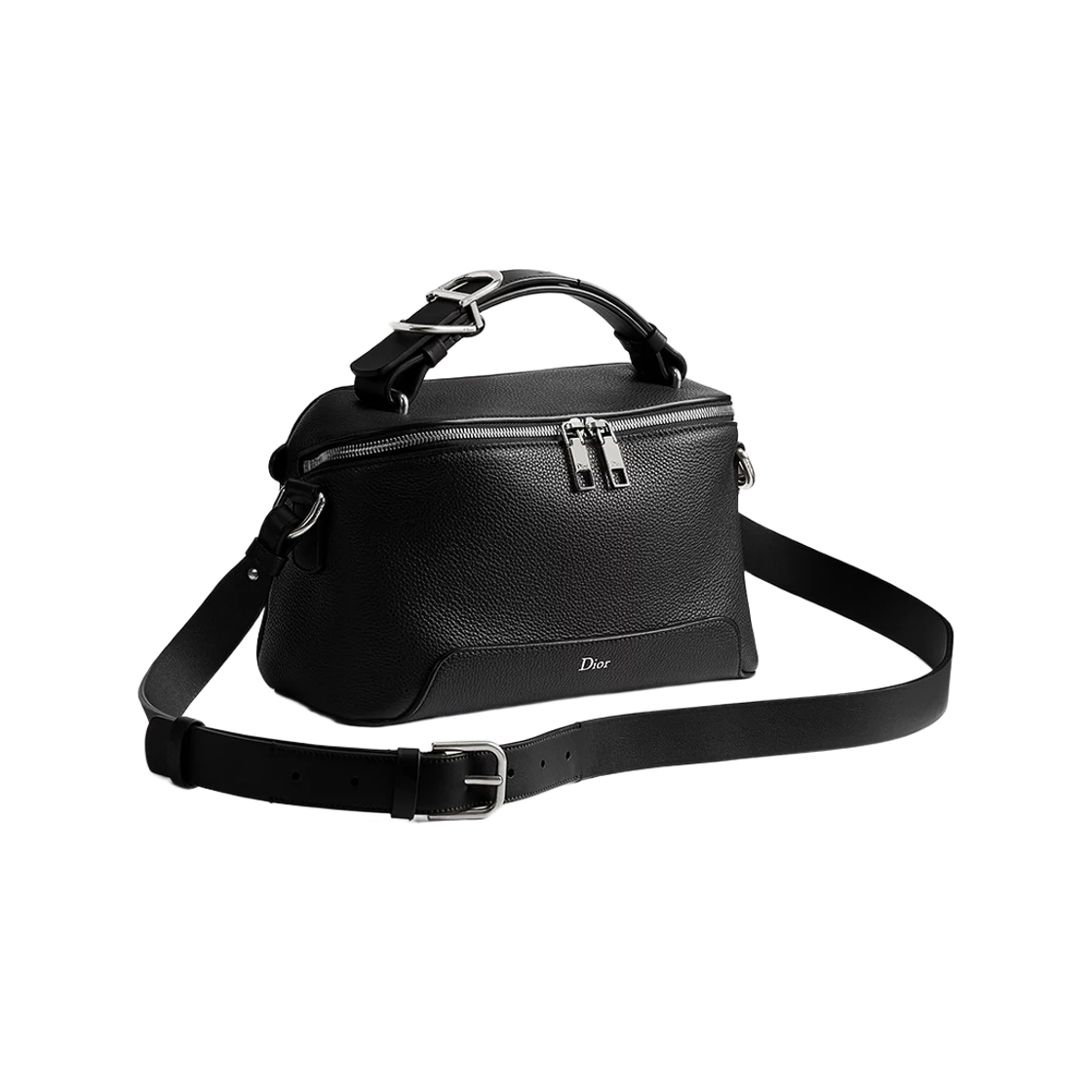 1LLPO497MAS-H00N Dior Arch Zip Strap Bag Grained Calfskin Black