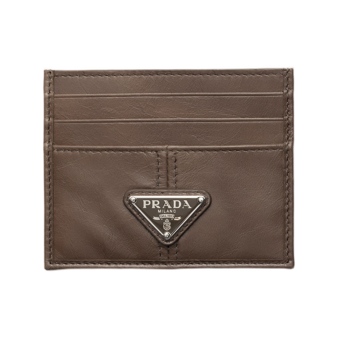 2MC025-2CX7-F0572 Prada Leather Card Holder Clay Grey