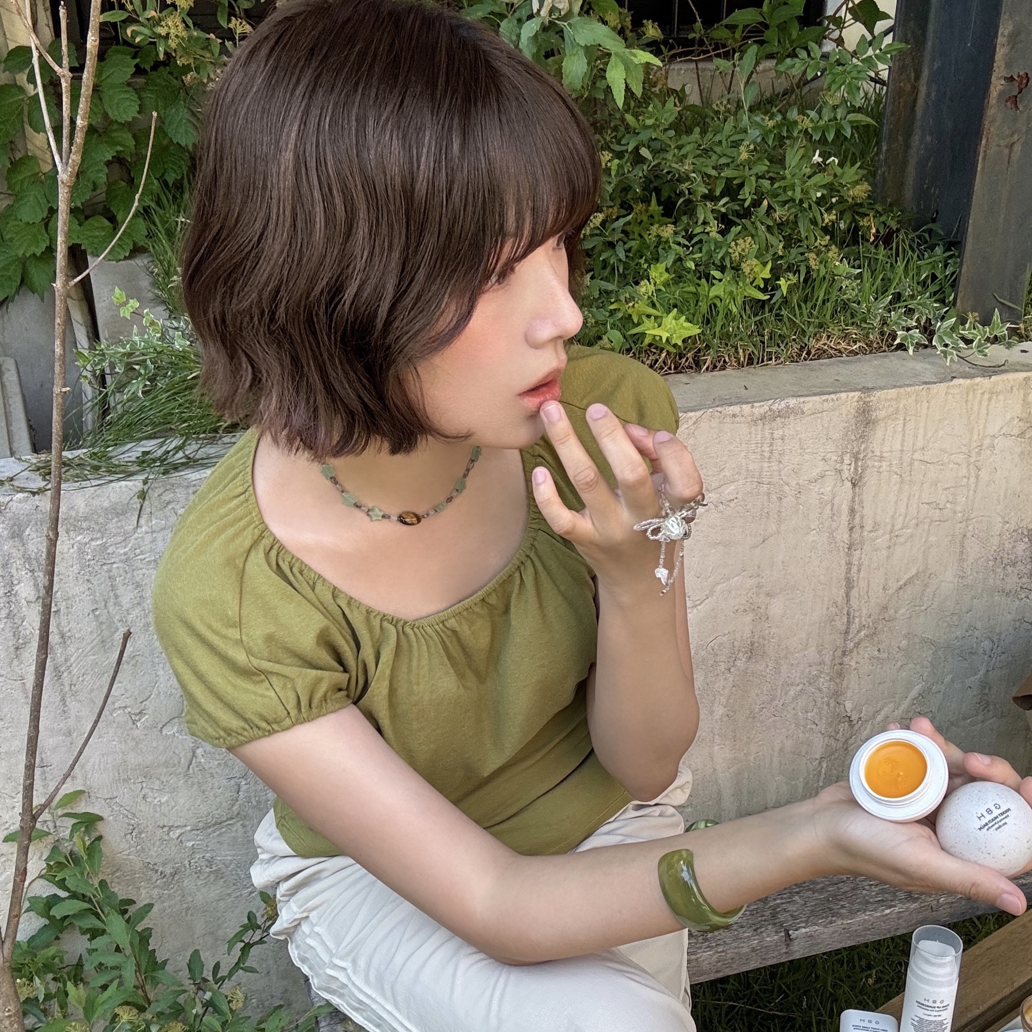 Riomeu Mint Stellance Necklace 착용 스타일