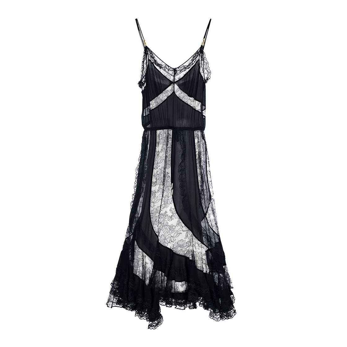 루이비통 롱 슬립 레이스 드레스 36 블랙(6ET1056)(Louis Vuitton Long Lace Slip Dress Black) - 1