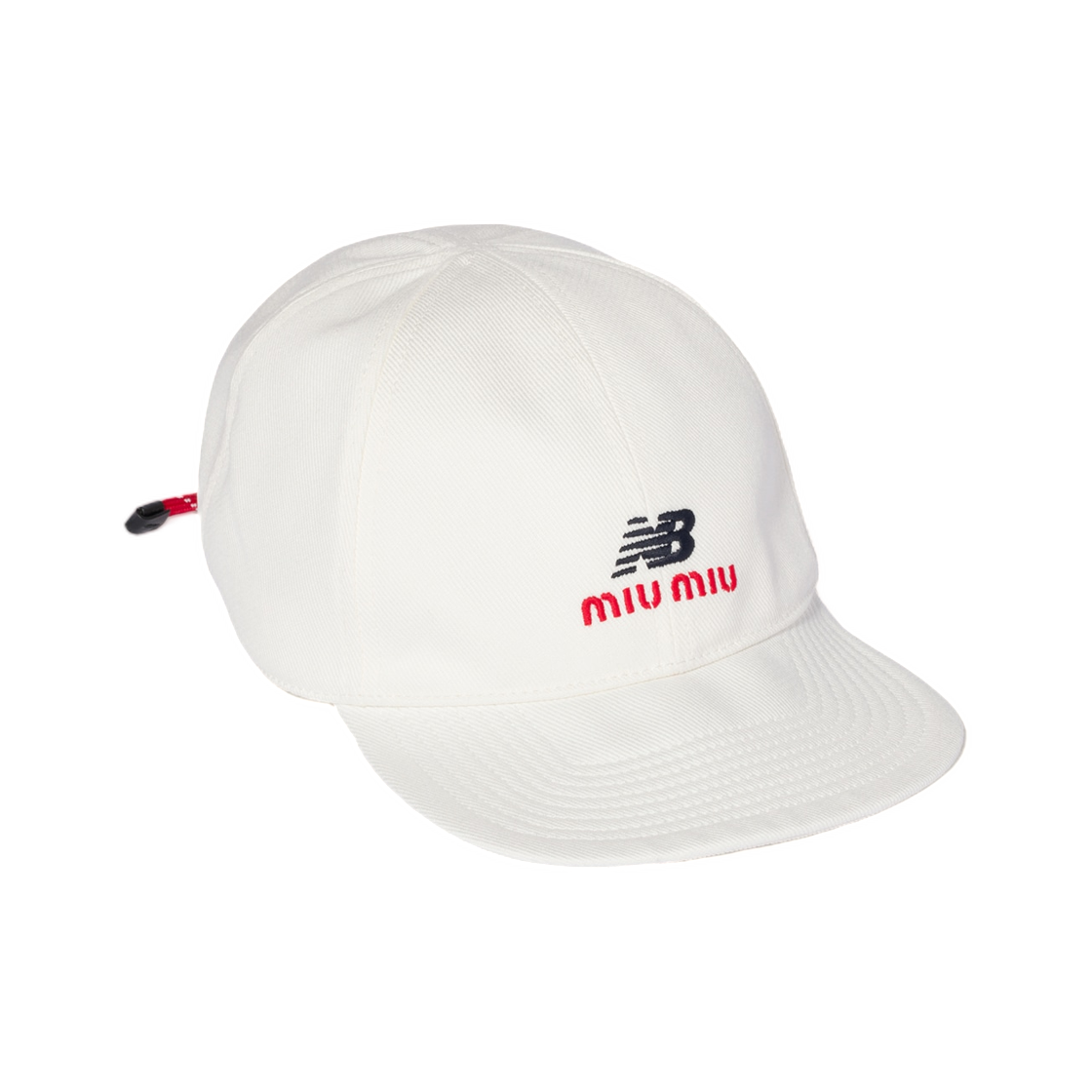 5HC369-2ZUU-F0970 (W) Miu Miu x New Balance Denim Baseball Cap White Red
