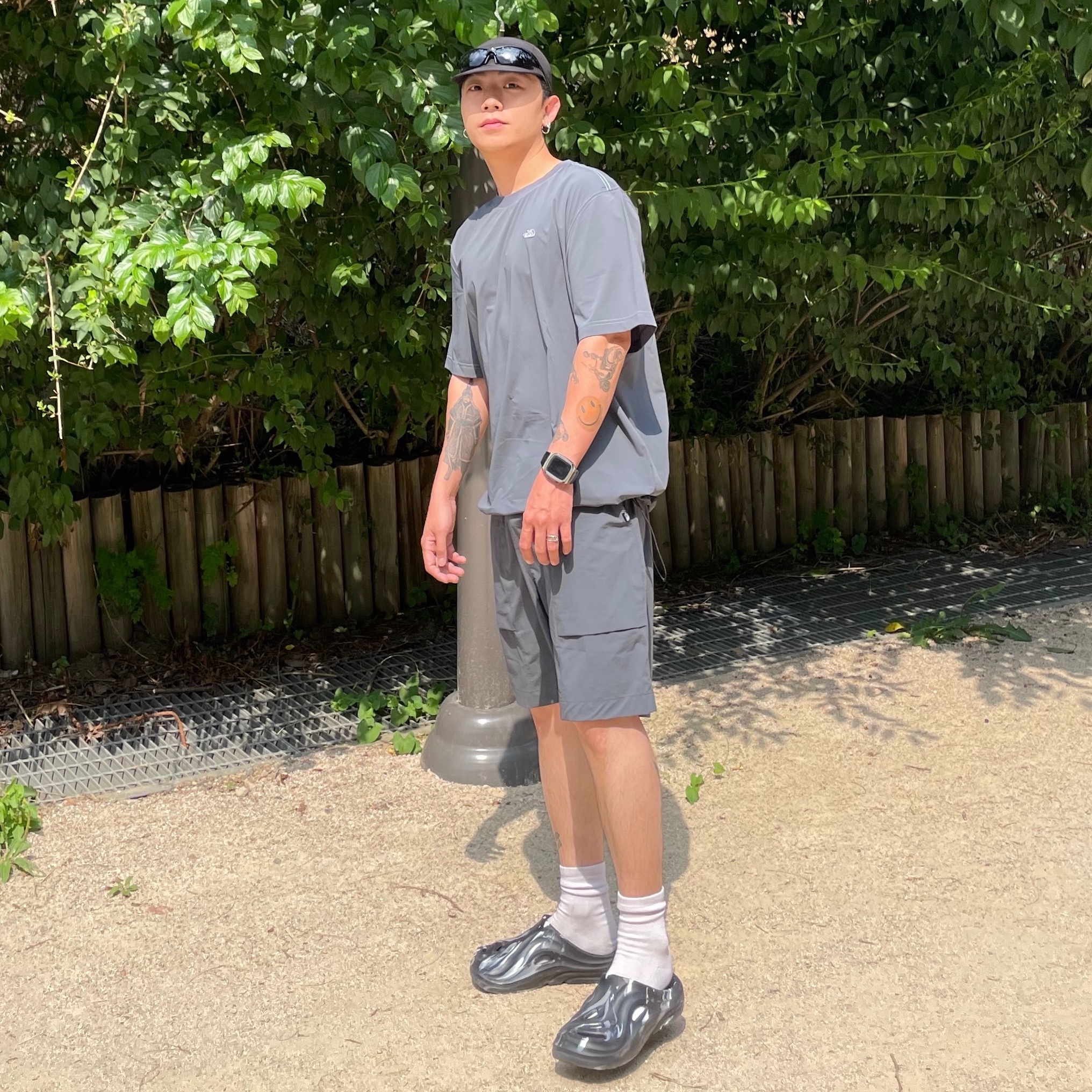 The North Face Icecube S/S R/T-Shirt Metal Gray - 26SS, The North Face Icecube Shorts Metal Gray - 26SS 착용 스타일
