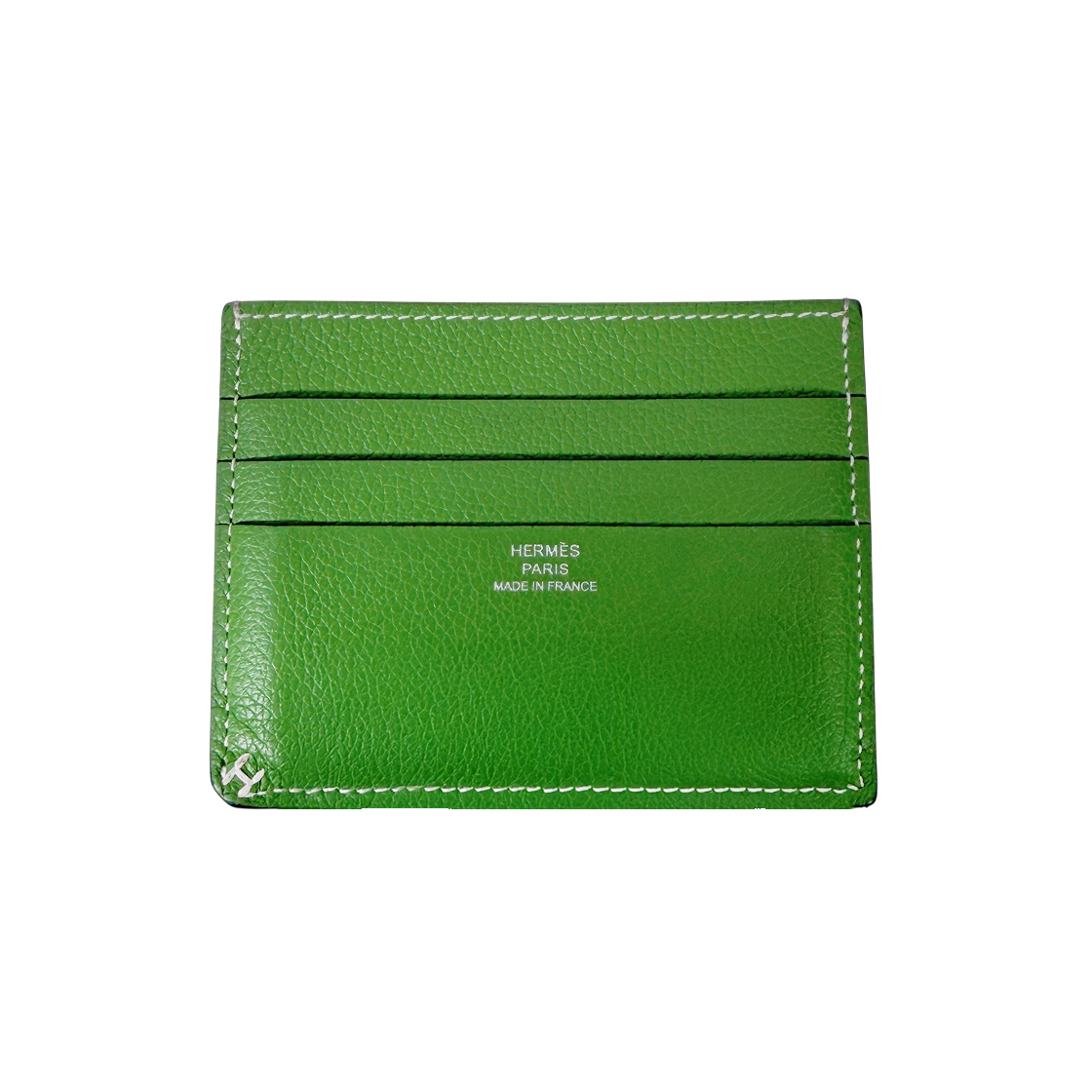 ITCGQ4LPLE2K Hermes H Logo Twill Card Holder in Vert Yuka Green