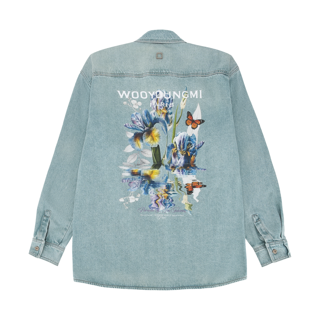W261SH26882L Wooyoungmi Flower Back Logo Denim Shirt Blue - 26SS