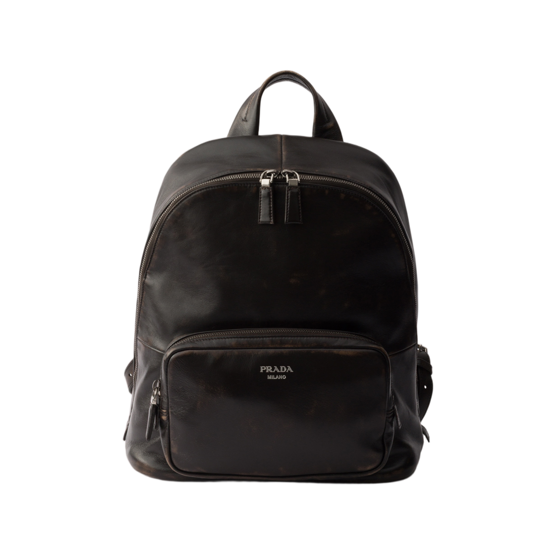 2VZ128-2C75-F0003 Prada Distressed Nappa Leather Backpack Dark Brown