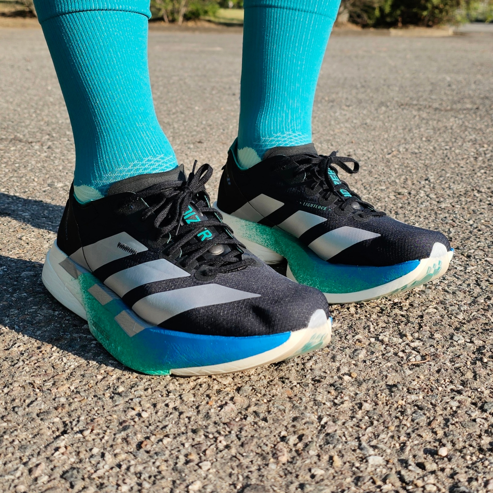 Adidas Adizero Adios Pro 4 Core Black Glory Green 착용 스타일