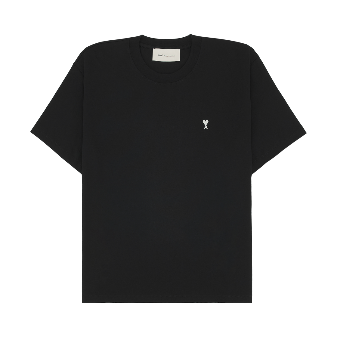 아미 블랙 코튼 아미 드 하트 티셔츠 블랙 화이트 크림(AMI Black Cotton Ami De Coeur T-Shirt Black White Cream)