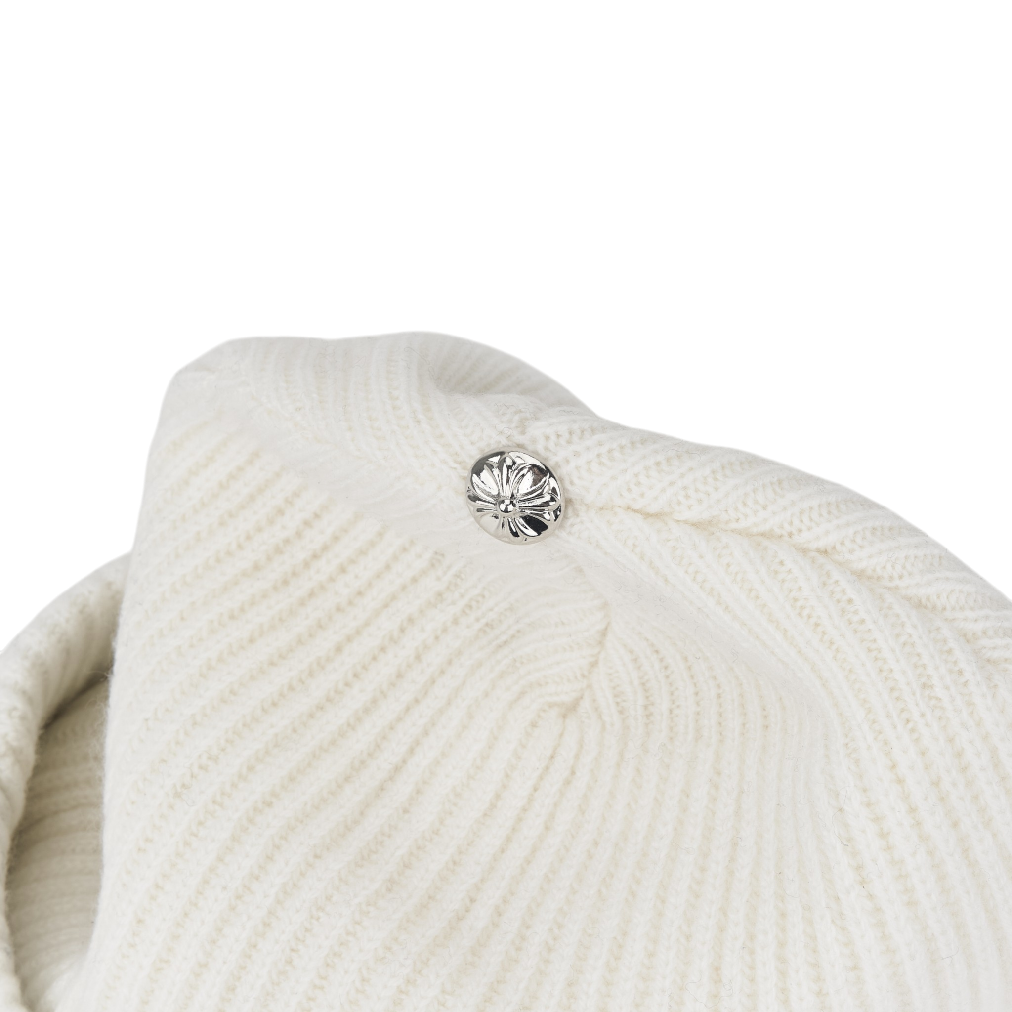 크롬하츠 빅 대디 캐시미어 비니 화이트 (크로스 탑 버튼 버전)(Chrome Hearts Big Daddy Cashmere Beanie White (Cross Top Button Ver.)) - 4