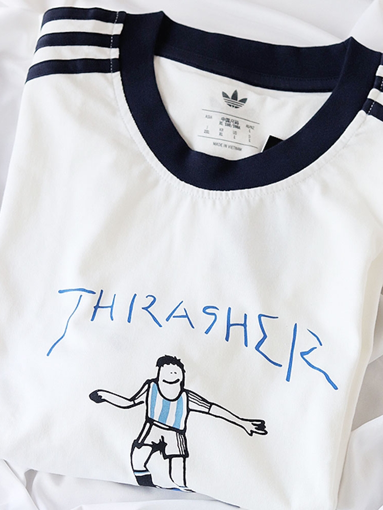 Adidas x Thrasher x Argentina Gonz Ringer T-Shirt Core White - KR Sizing 착용 스타일 - 1