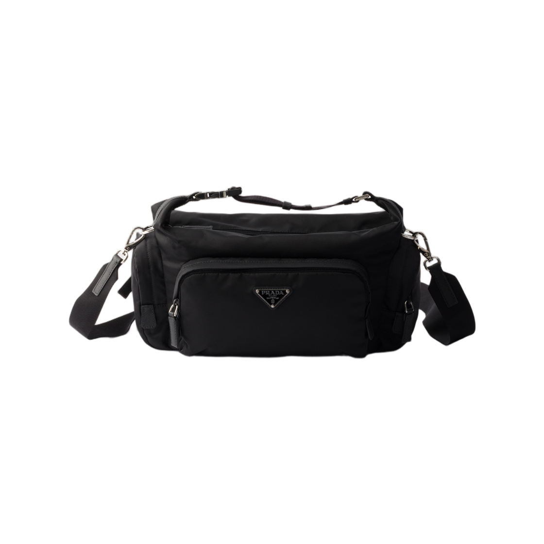 2VH213-2DMG-F0002 Prada Re-Nylon and Saffiano Leather Shoulder Bag Black