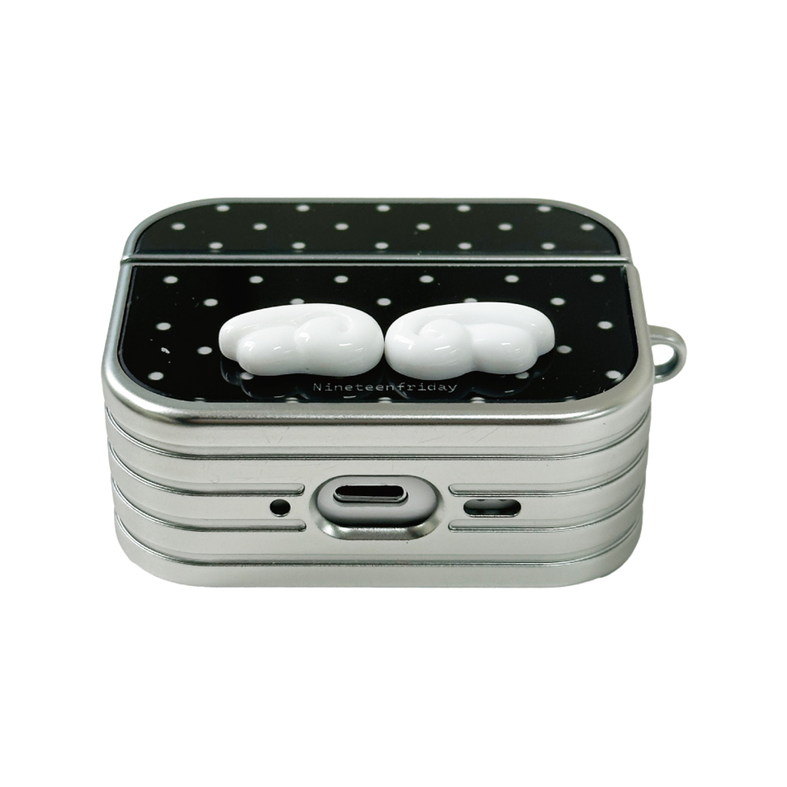나인틴프라이데이 입체 엔젤 도트 에어팟 케이스 - 블랙(NINETEENFRIDAY 3D ANGEL DOT AIRPODS CASE - BLACK) - 4