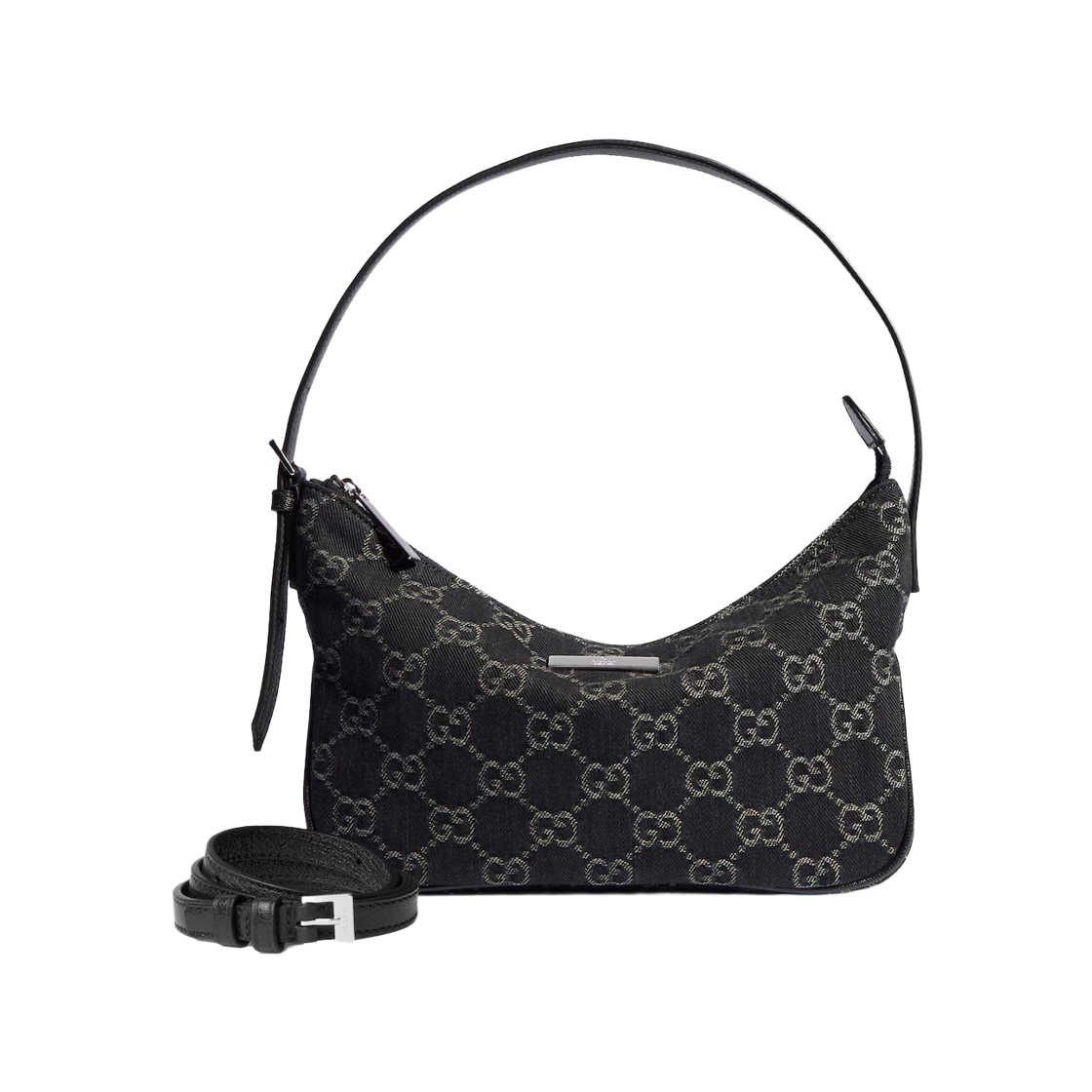 874743-FAF8W-1144 Gucci Lady Lunetta Small Shoulder Bag Black GG Denim