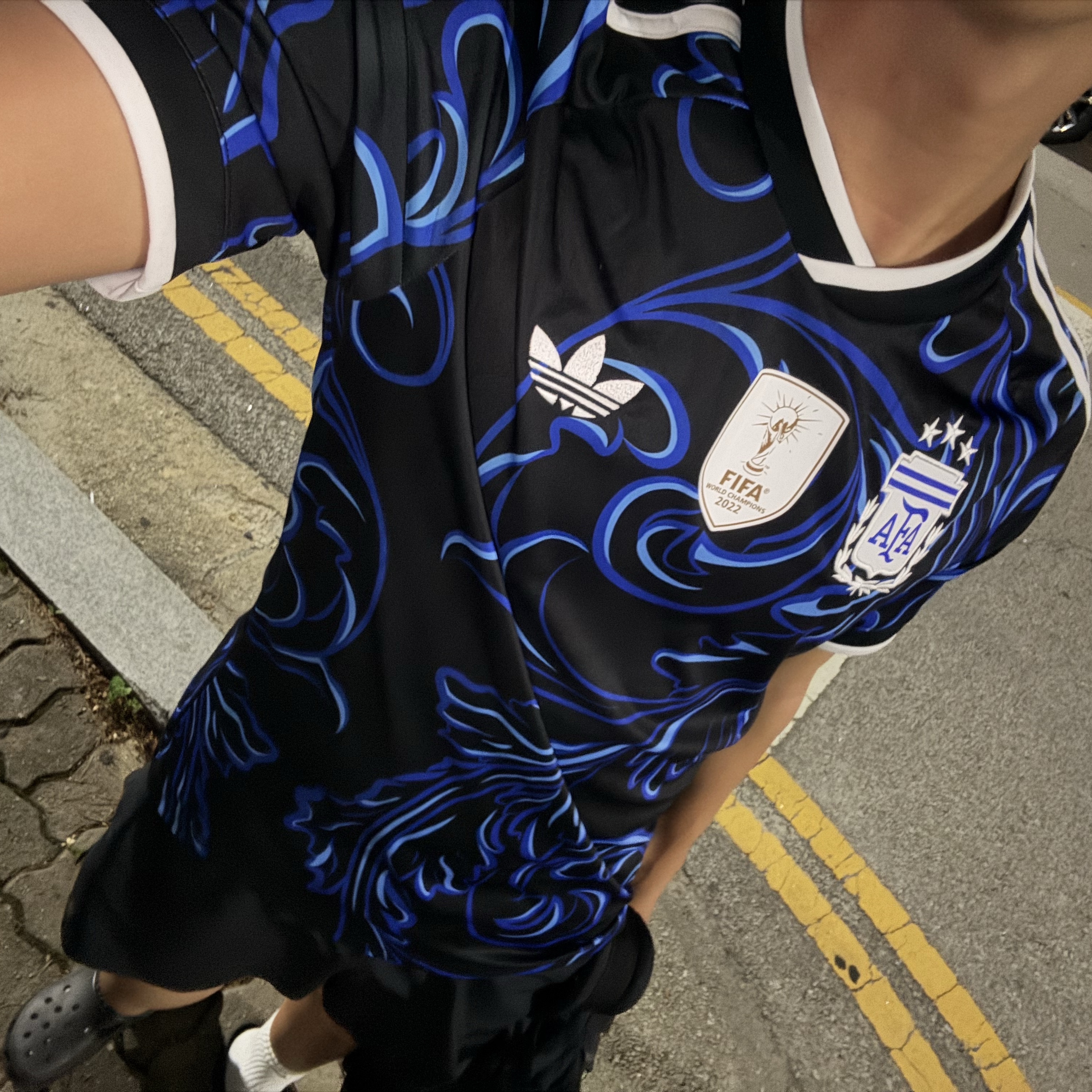 Adidas Argentina 2026 Away Jersey Black Lucid Blue - KR Sizing (Non Marking Ver.) 착용 스타일 - 1