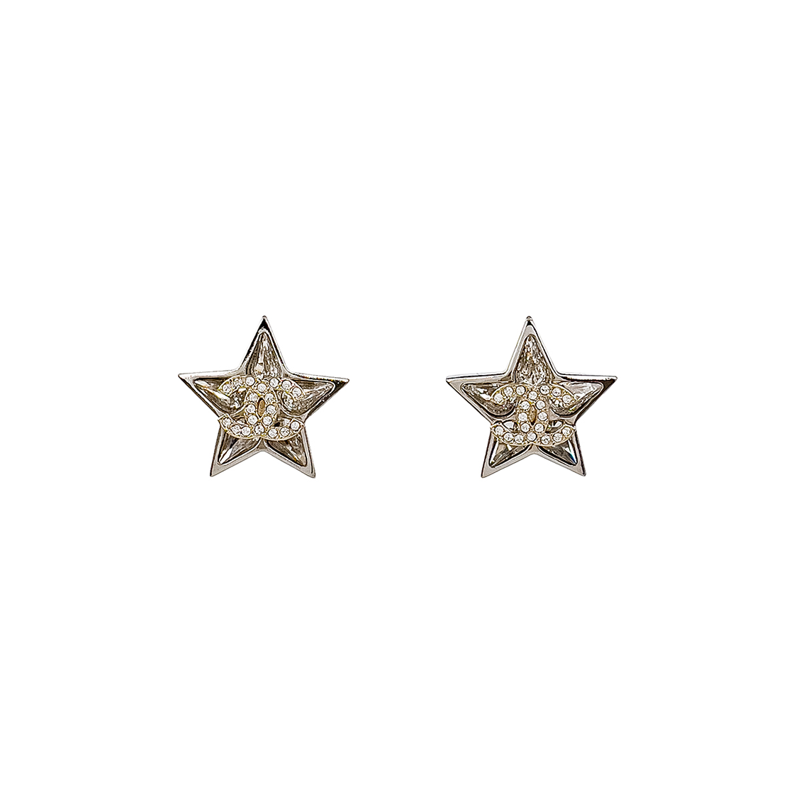 ITVB65NUL27W Chanel 23S Star CC Logo Earrings Silver