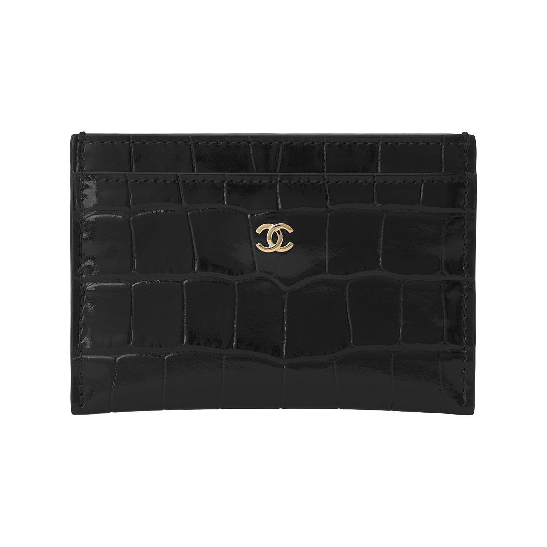 AP5191-B23786-94305 Chanel Card Holder Crocodile Embossed Calfskin & Gold Black