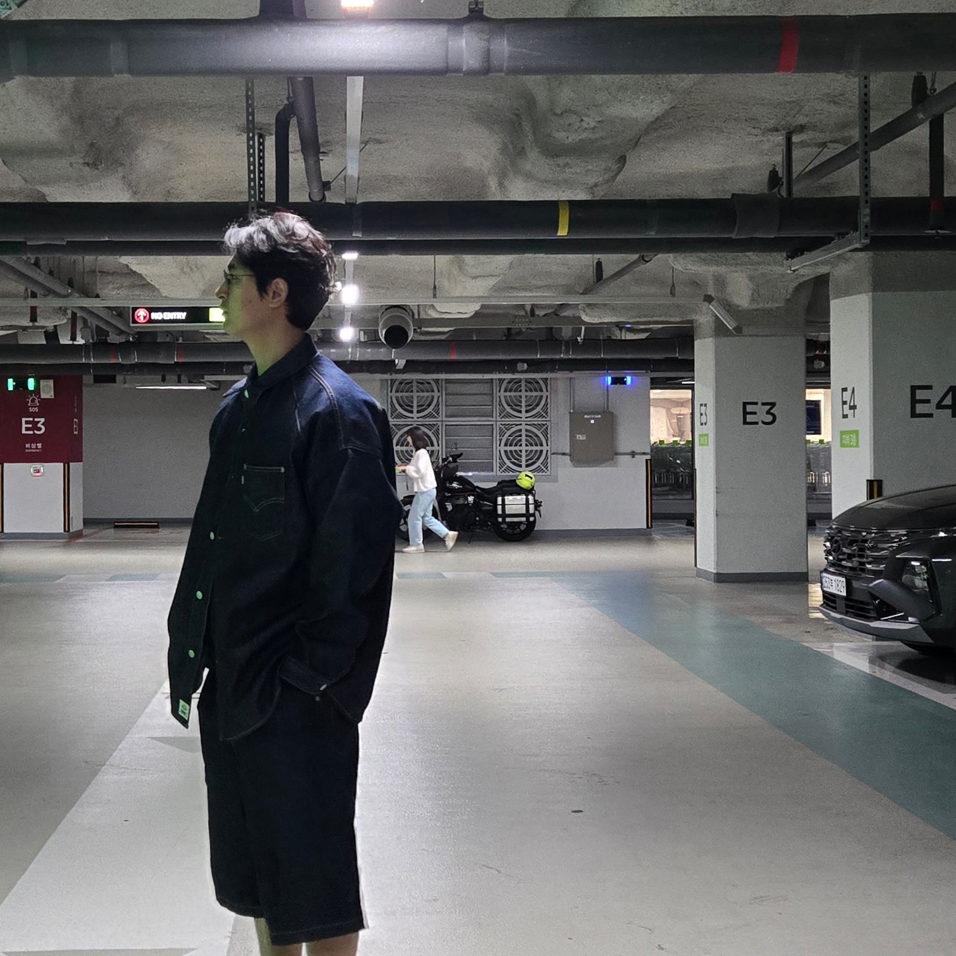Levi's x Jordan Baggy Shorts Indigo, Levi's x Jordan Overshirt Jacket Indigo 착용 스타일 - 2