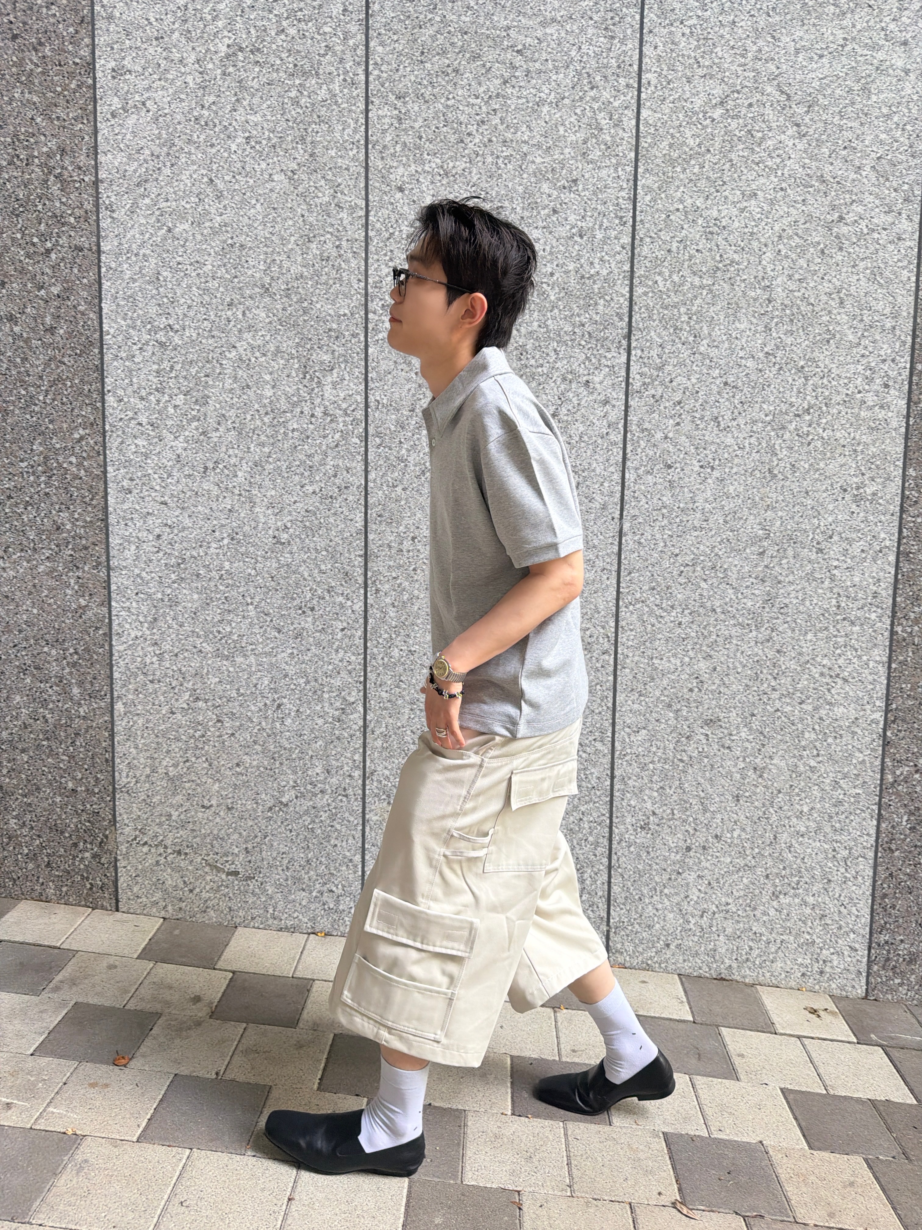 Kamien Kangaroo Bermuda Pants Light Beige 착용 스타일 - 8