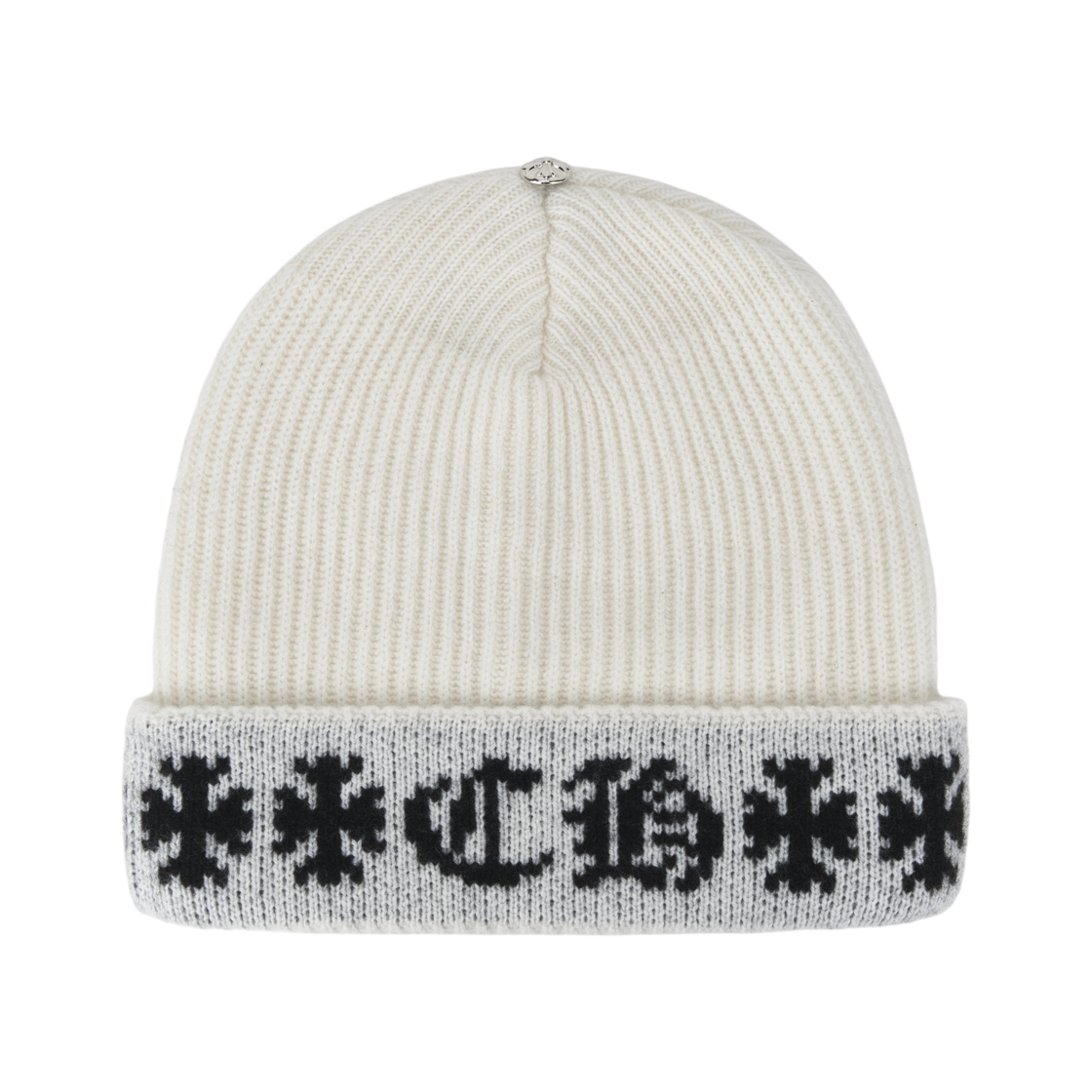 - Chrome Hearts Big Daddy Cashmere Beanie White (Cross Top Button Ver.)