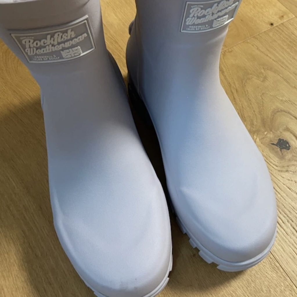 (W) Rockfishweatherwear Flatform Middle Rain Boots Ash Lavender 착용 스타일