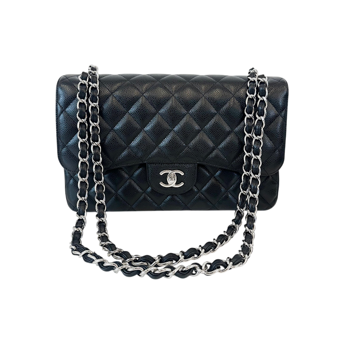 IT86J4TDDQ8S Chanel Classic Flap Jumbo Large Caviar Silver Hardware