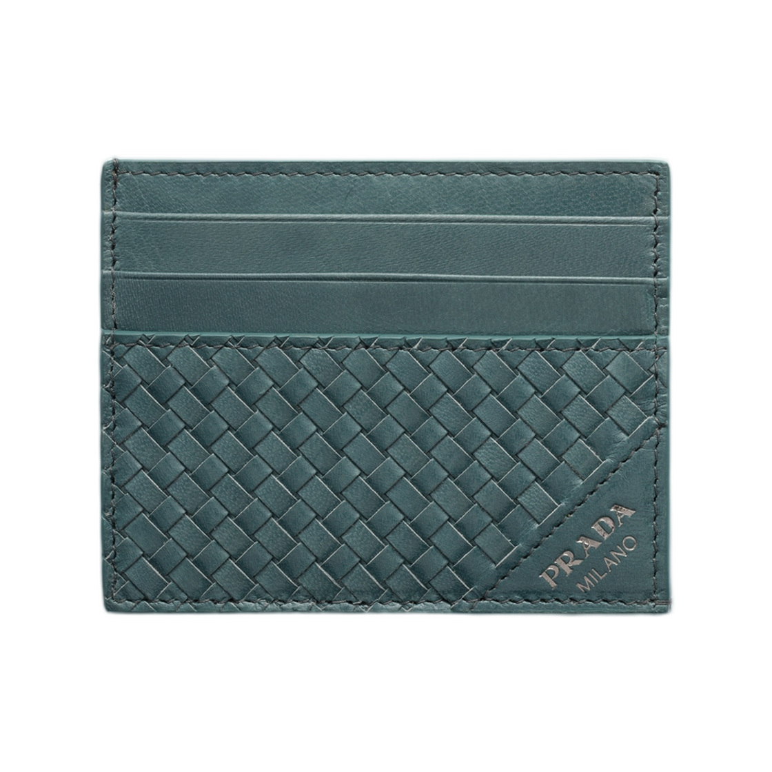 2MC223-2BE1-F0F16 Prada Leather Card Holder Marina Blue