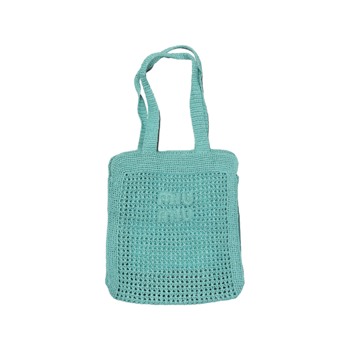 ITOD4NIJQM74 Miu Miu Rafia Tote Bag in Jade Green