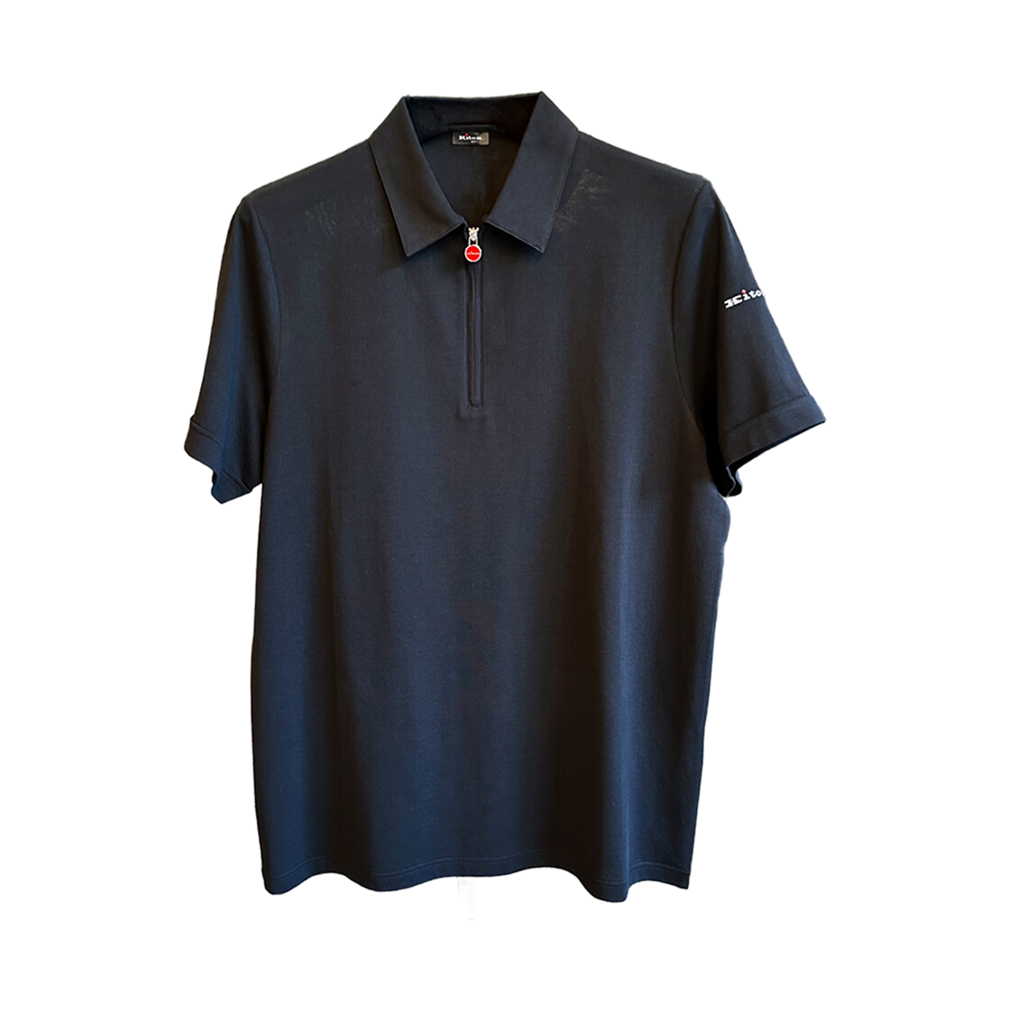 키톤 하프 집업 로고 숏슬리브 폴로 블랙(Kiton Half Zip Up Logo Short Sleeve Polo Black)