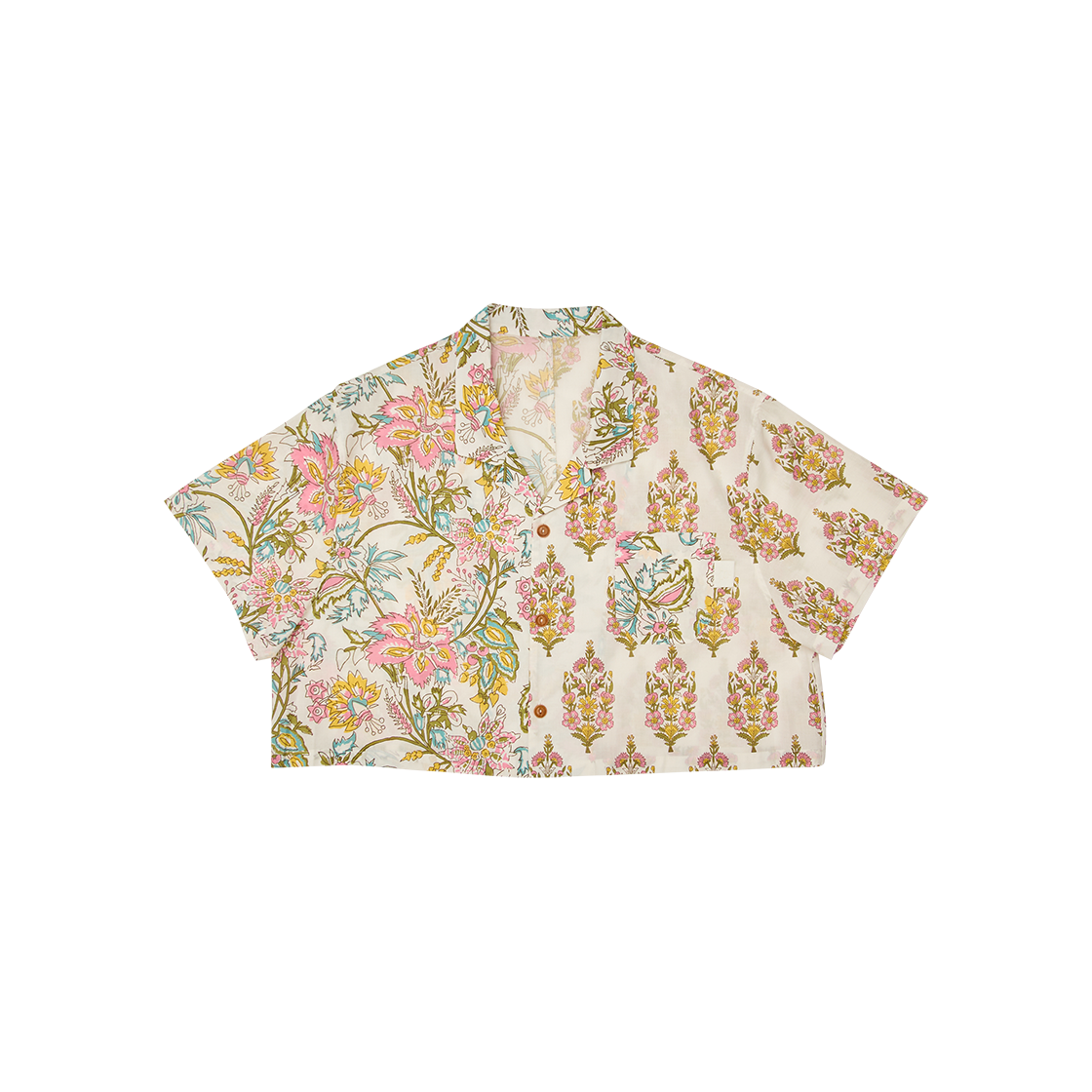 고트 60s 코튼 패치워크 숏 셔츠 멀티 패턴((W) GORT 60s Cotton Patchwork Short Shirt Multi Pattern)