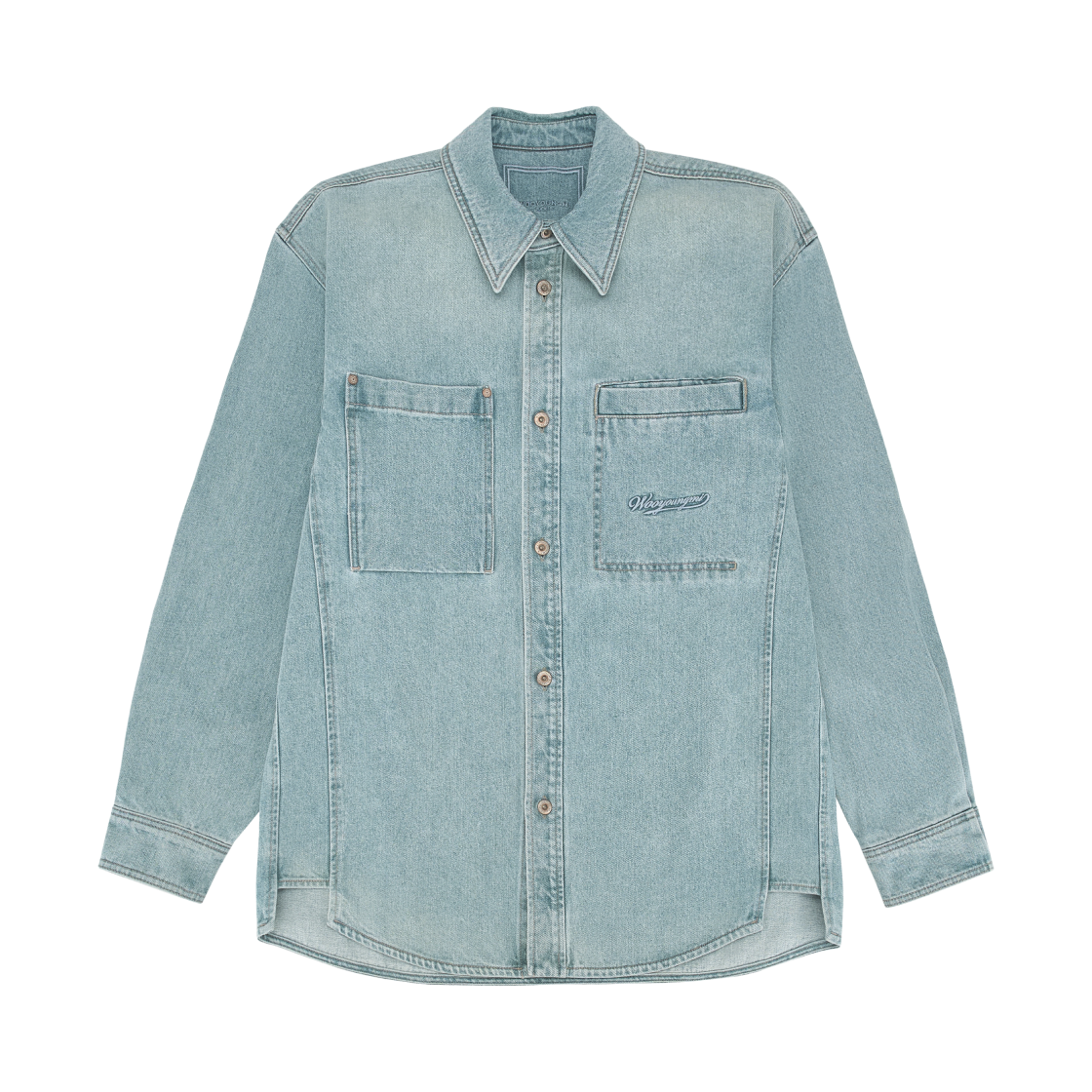 우영미 플라워 백 로고 데님 셔츠 블루 - 26SS(Wooyoungmi Flower Back Logo Denim Shirt Blue - 26SS) - 2