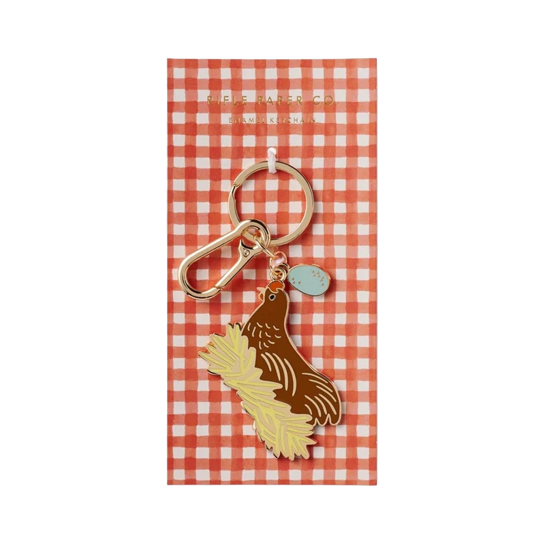EKM015 RIFLE PAPER CO. Chicken Enamel Keychain