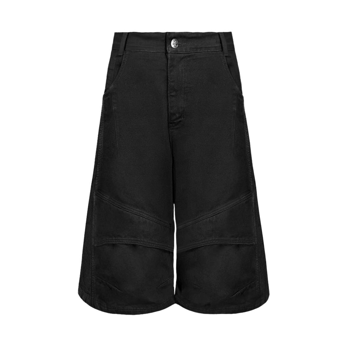 에이엑스커넥션 커브드 쉘 패널 데님 버뮤다 쇼츠 워시드 블랙(AX CONNECTION Curved Shell Panel Denim Bermuda Shorts Washed Black)