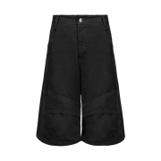 AX CONNECTION Curved Shell Panel Denim Bermuda Shorts Washed Black