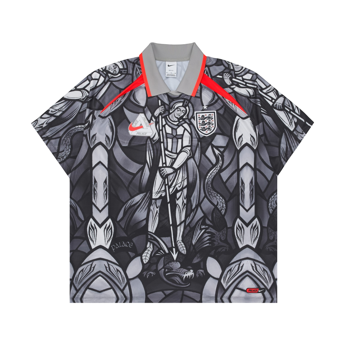 팔라스 x 나이키 잉글랜드 숏슬리브 사커 저지 퓨터 그레이 브라이트 크림슨(Palace x Nike England Short Sleeve Soccer Jersey Pewter Grey Bright Crimson)