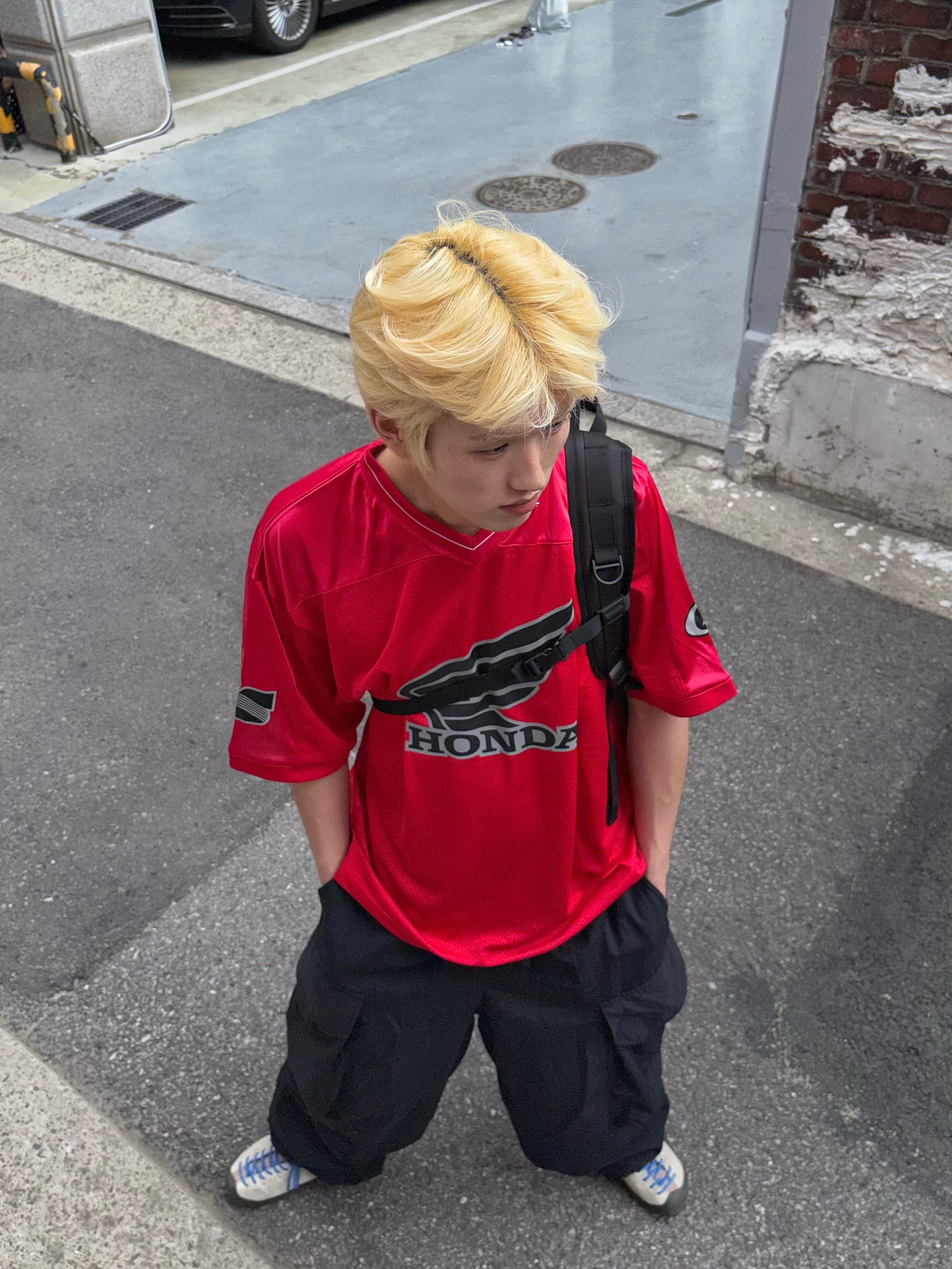 Honda Original Wing Logo Mesh T-Shirt Red, (W) Keen Jasper Suede Sneakers Birch Fawn 착용 스타일 - 3