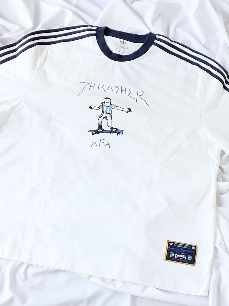 Adidas x Thrasher x Argentina Gonz Ringer T-Shirt Core White - KR Sizing 착용 스타일 - 2
