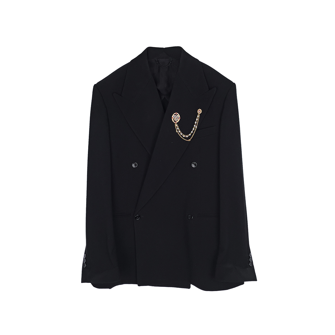 ITNSKER5JIEC Louis Vuitton Double-Breasted Tailored Men Jacket Black