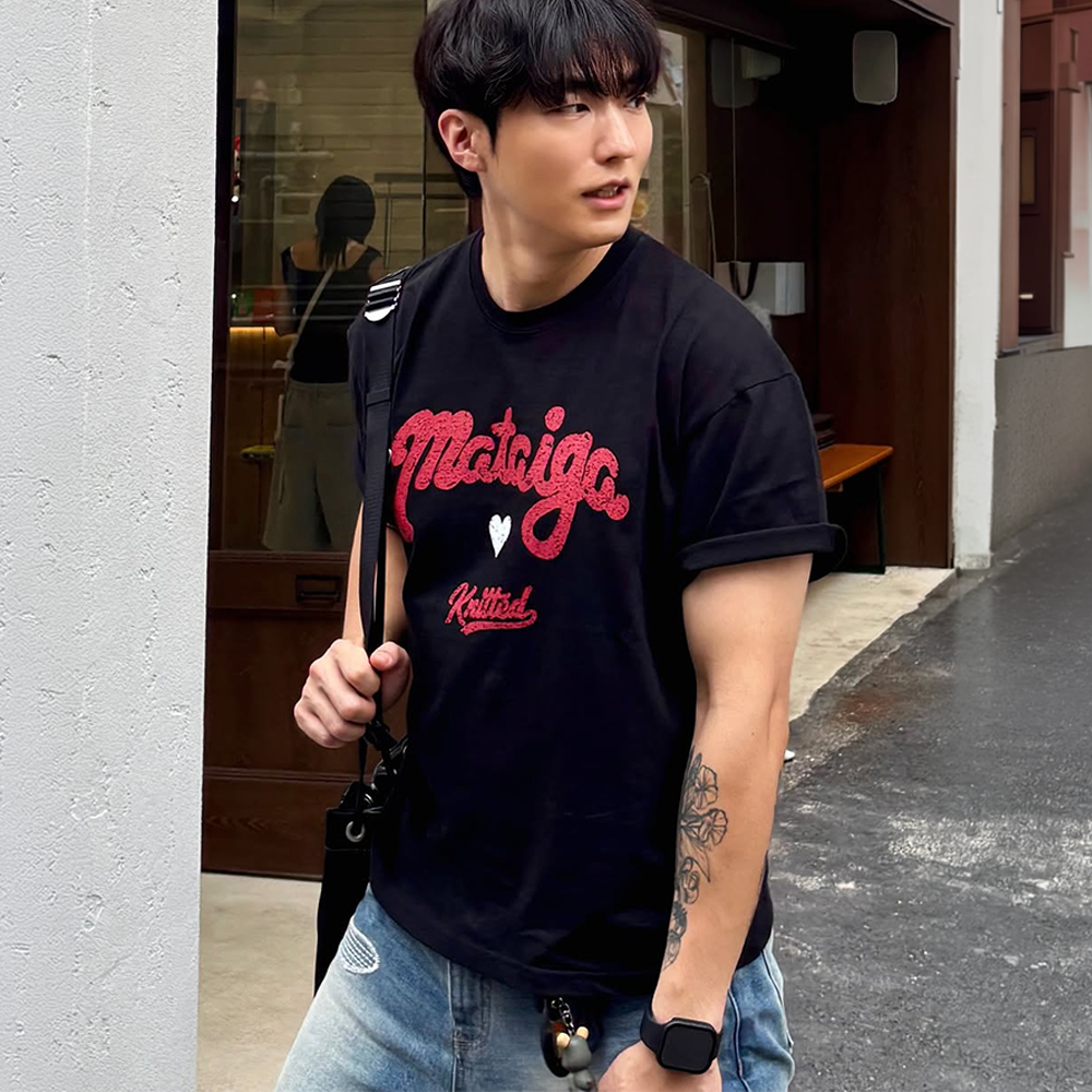 니티드 mataiga 크롭 티셔츠 블랙(Knitted Mataiga Crop T-Shirts Black) - 2