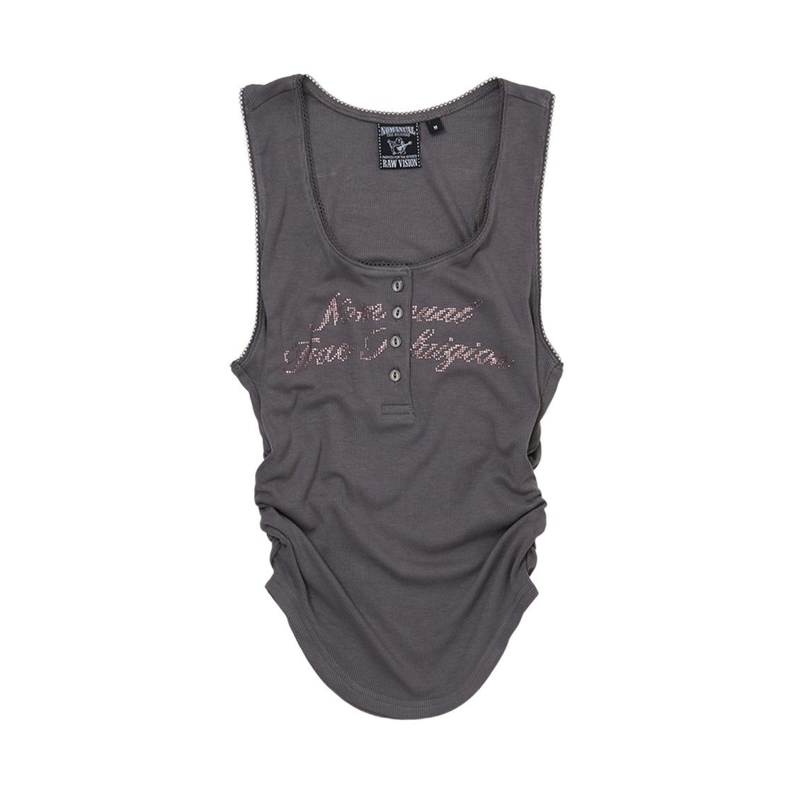 트루릴리젼 노 릴리젼 셔링 슬리브 티 차콜(True Religion No Religion Shirring Sleeveless Tee Charcoal) - 1