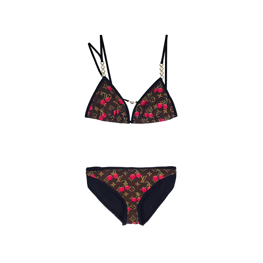 루이비통 X TM 체리 트라이앵글 비키니 38 브라운/레드(6ET1054)(Louis Vuitton X TM Cherry Triangle Bikini Brown & Red)