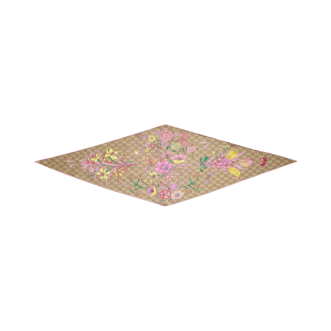 874781-3G001-5872 (W) Gucci Printed GG Silk Twill Diamond Scarf Multicolor