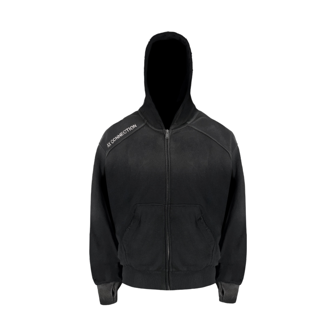 에이엑스커넥션 그라데이션 로고 스웻 후드 집업 블랙(AX CONNECTION Gradation Logo Sweat Hoodie Zip-up Black)